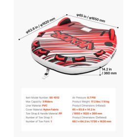 Towable Tube For Boating, 3 Riders Inflatable Boat Tubes And Towables, 510 Lbs Capacity Water Sport Towable Tube For Boat To Pull - With Fins, Fu (Option: Black)