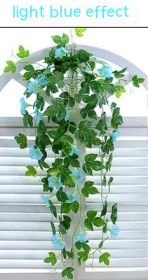 Simulation Plant Morning Glory Ratten For Wall Hanging Decoration (Color: Light Blue)