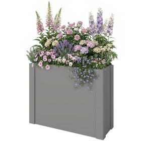 Raised Garden Bed Galvanized Planter Box Outdoor with Gloves for Gardening Vegetables, Flower, Herb, 2.6 x 1 x 2 ft, Gray (Option: Gray-800x650x100 mm)