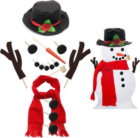 1Set 16Pcs Snowman Decorating Dressing Kit Winter Party Kids Outdoor Toys Christmas Decoration Gift Hat Scarf Eye Mouth Nose Accessories (Option: Christmas Decoration)