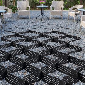 Ground Grid 4-Inch Depth Geocell Grid 17.06x8.86 FT / 5200x2700 Mm For Gravel (Option: Black)