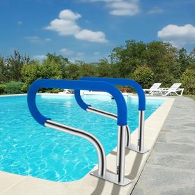 Pool Handrail, 32 X 22.5 Swimming Pool Stair Rail, 304 Stainless Steel Stair Pool Hand Rail Rated 375lbs Load Capacity, Pool Rail With Quick Moun (Option: Silver)