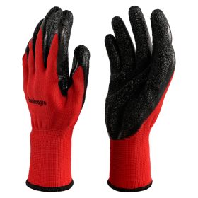 Red NCG Crinkle Latex Coated Seamless Knit Gloves, Textured Anti-Slip Palm & Fingers, Ideal For General Work, Gardening, Construction, Mechanic, (Option: Default)