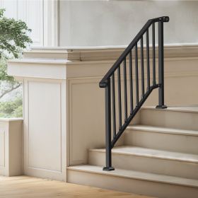 3-4 Step Handrails For Outdoor For Seniors Porch Deck Black Retro Arch (Option: Black)