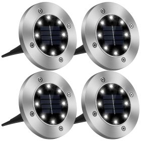 4Pcs Solar Powered Ground Light Outdoor IP65 Waterproof Buried In-Ground Lamp Decorative Path Deck Lawn Patio Lamp (Option: 4Pc)