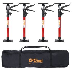 4 Pack Adjustable Support Pole,Steel 3rd Hand Support System,Support Rod For Jacks Cargo Bars Drywalls,Cabinet Jacks For Installing Cabinets,Exte (Option: BlackRed)