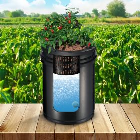 RDWC Hydroponics System Recirculating Deep Water Culture 4 Buckets 5 Gal (Option: Black)
