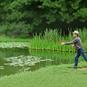 24x8.7 In Pond Aquatic Weed Rake Double-Sided Lake Weed Removal Rake 30ft Rope (Option: Multicolor)