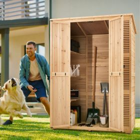 Outdoor Wooden Storage Shed Waterproof Garden Tool Shed With Lock 58x78 Inch (Option: Natural)