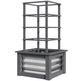 Wooden Raised Garden Bed with Trellis, Galvanized Planter Box Elevated Garden Bed for Garden, Patio, Gray (Option: Gray-550x330x135 mm)