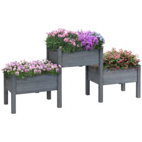 3 Tier Raised Garden Bed Freestanding Planter Box for Vegetables, Herb, Flowers (Option: Grey-1050x275x280 mm)