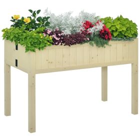 Raised Garden Bed Elevated Wooden Planter Box with Space-Saving Folding Design, Drainage Holes, & Inner Liner for Vegetable Fruit Herb Grow (Option: Wood color-1195x150x400 mm)