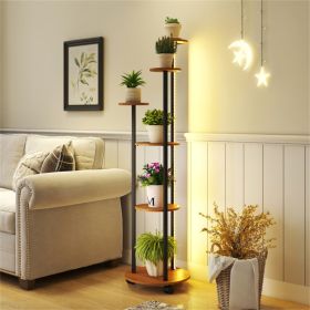 6-Tier Plant Stand with RGB Light Strip, Smart APP & Remote Control Plant Shelf for Home Decor-Natural (Option: 54325546)