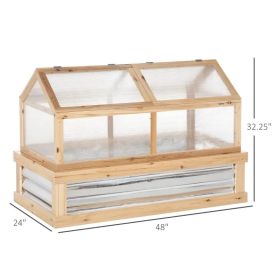 Elevated Planting Beds Garden Wooden Cold Frame Greenhouse Flower Planter Protection Wood (Option: Natural)