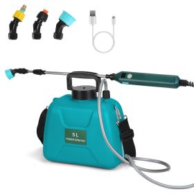 5L 1.32Gallon Battery Operated Water Sprayer Portable Garden Sprayer Electric Sprayer With Rechargeable Handle Telescopic Wand 3 Spray Nozzles Sh (Color: Green)