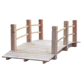 5 ft Wooden Garden Bridge Arc Footbridge with Railings for your Backyard, Natural Wood (Option: Natural Wood-745x140x835 mm)