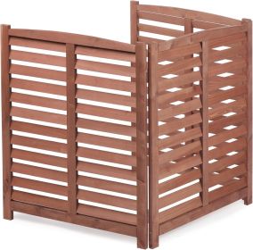3-Panel Outdoor Air Conditioner Fence 3-Section Outdoor Wooden Screen, Outside Wood Privacy Fence, 32" W x 38" H (Color: as Pic)