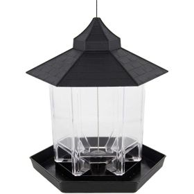 Yard Garden Decoration Hanging Panoramic Outside Bird Feeder(USPS Shiping) (Color: Black, Type: Bird Feeder)