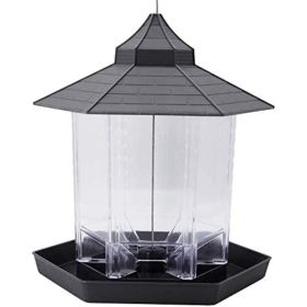 Yard Garden Decoration Hanging Panoramic Outside Bird Feeder(USPS Shiping) (Color: Gray, Type: Bird Feeder)