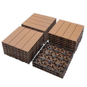 Wood Plastic Composite Deck Tiles Set of 20, Sustainable FSC Composite Decking Resist Rust, Water, Weather, Easy to DIY & Maintain, Ideal for Pat (Color: as Pic)