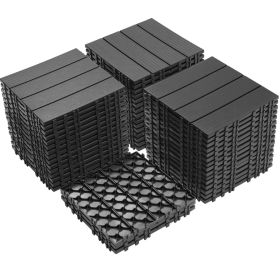 Plastic Interlocking Deck Tiles, 11.8"x11.8"(Pack of 44), Patio Flooring Outdoor Waterproof All Weather Use for Garden Poolside Front/Back Yard (Color: as Pic)