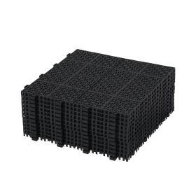 12 x 12 Inch Black Interlocking Deck Tiles Plastic Waterproof Outdoor All Weather Anti-slip Bathroom Shower Balcony Porch Strong Weight Capacity (Color: as Pic)