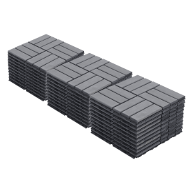30 PCS Interlocking Deck Tiles Checker Pattern, 12" x 12" Square Light Gray Acacia Hardwood Outdoor Flooring for Patio, Bancony, Pool Side,... (Color: as Pic)