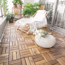 10 Pieces 12 x 12 Inch Acacia Wood Interlocking Check Deck Tiles (Color: as picture)
