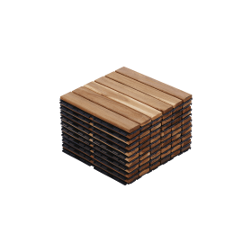 10 PCS Interlocking Deck Tiles Striped Pattern, 12" x 12" Square Yellow Acacia Hardwood Outdoor Flooring for Patio, Bancony, Pool Side,... (Color: as Pic)
