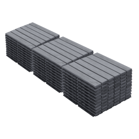 30 PCS Interlocking Deck Tiles Striped Pattern, 12" x 12" Square Light Gray Acacia Hardwood Outdoor Flooring for Patio, Bancony, Pool Side,... (Color: as Pic)