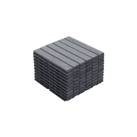 10 PCS Interlocking Deck Tiles Striped Pattern, 12" x 12" Square Light Gray Acacia Hardwood Outdoor Flooring for Patio, Bancony, Pool Side,... (Color: as Pic)