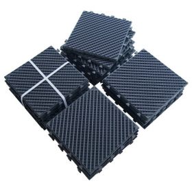 Patio Interlocking Deck Tiles, 12"x12" Square Composite Decking Tiles, Four Slat Plastic Outdoor Flooring Tile All Weather for Balcony Porch Back (Color: as Pic)
