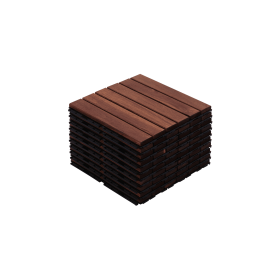 10 PCS Interlocking Deck Tiles Striped Pattern, 12" x 12" Square Acacia Hardwood Outdoor Flooring for Patio, Bancony, Pool Side,... (Color: as Pic)