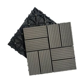 Wood Plastic Composite Deck Tiles Set of 20pcs, Composite Decking Resist Rust, Water, Weather, Indoor&Outdoor, DIY Interlocking Decking Tiles (Color: Dark Grey)