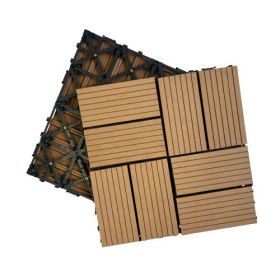 Wood Plastic Composite Deck Tiles Set of 20pcs, Composite Decking Resist Rust, Water, Weather, Indoor&Outdoor, DIY Interlocking Decking Tiles (Color: Wood)