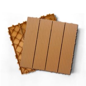 Plastic Composite Deck Tiles Set of 35pcs, Composite Decking Resist Rust, Water, Weather, Indoor&Outdoor, Easy to DIY & Maintain, Ideal for Patio (Color: Wood)