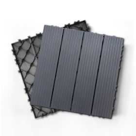Plastic Composite Deck Tiles Set of 35pcs, Composite Decking Resist Rust, Water, Weather, Indoor&Outdoor, Easy to DIY & Maintain, Ideal for Patio (Color: Dark Grey)