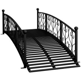 Outsunny 7' Metal Arch Garden Bridge with Safety Siderails, Decorative Arc Footbridge with Delicate Scrollwork "S" Motifs for Backyard Creek, Str (Color: as Pic)