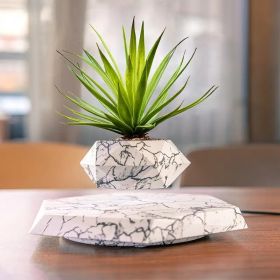 Levitating plant pots small plant levitating pots Home and office levitation decoration Magnetic Levitation Flower Pot Unique Gift for Christmas (Color: Marble)