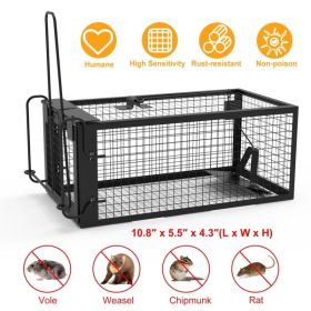 1Pc Rat Trap Cage Humane Live Rodent Trap Cage Galvanized Iron Mice Mouse Control Bait Catch With Detachable U Shaped Rod (Option: 1PcBlackUpgrade)