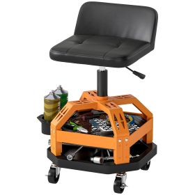Rolling Creeper Garage Stool, 300 LBS Capacity Mechanic Stool with 360° Wheels, Tool Tray, Adjustable Height, Yellow (Option: Yellow-478x478x355 mm)
