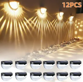12/6 Solar Fence Lights, Solar Platform Lights, Solar Wall Lights, Rechargeable Solar Cells, Suitable For Front Porches, Security Lights, Wall In (Option: Warmcolors-12PCS)