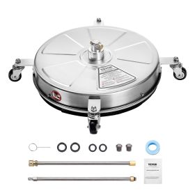 18' Pressure Washer Surface Cleaner 4 Wheels 4000 Max PSI 2 Extended Wands (Option: Silver)