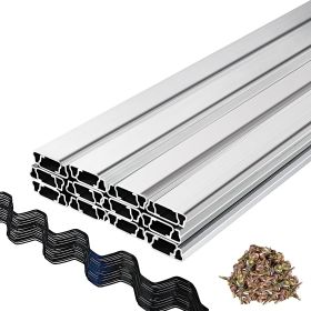 Spring Wire And Lock Channel,6.56ft Spring Lock & U-Channel Bundle For Greenhouse, 20 Packs PE Coated Spring Wire & Aluminum Alloy Channel, Plast (Option: Silver)