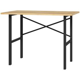 46"L x 28"W Garage Table with X Bar Support and Natural Tabletop, Natural/Black (Option: Natural Wood-1250x740x120 mm)