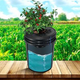 DWC Hydroponic System, 5 Gallon 4 Buckets, Deep Water Culture Growing Bucket, Hydroponics Grow Kit With Pump, Air Stone And Water Level Device, F (Option: Black)