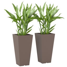 23 Inch Tall Planters for Outdoor Plants, Set of 2 Plastic Flower Pots, for Front Door Patio Garden Use, Brown (Option: Brown-360x360x800 mm)