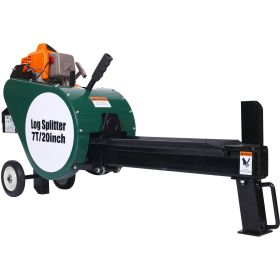Double Flywheel Electric Log Splitter 7-Ton Compact Horizontal Gas Log Splitter With Auto Return 20in,portable  63cc Engine Firewood Splitting Fo (Option: Gray)