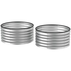 Set of 2 Raised Garden Bed, Metal Planter Box with Safety Edging, Easy-to-assemble Stock Tank 3'x3'x1.4' Silver (Option: Silver-585x480x120 mm)