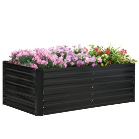 Galvanized Raised Garden Bed, Steel Outdoor Planters with Reinforced Rods, 71" x 36" x 23", Black (Option: Black-950x390x70 mm)